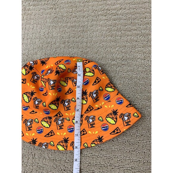 Little Caesars Pineapple Pizza Pepsi Bucket Hat Orange Reversible Print - Picture 3 of 4
